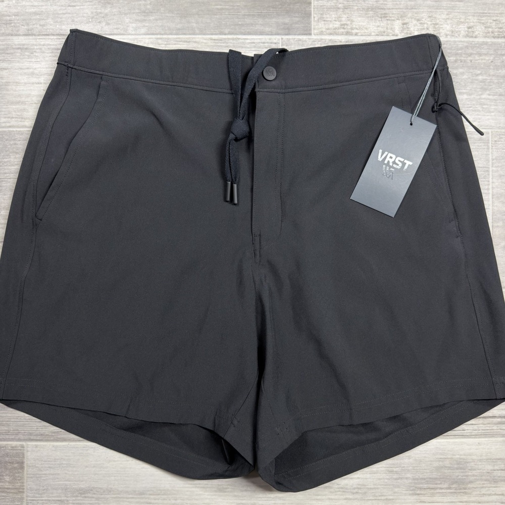 VRST Men's 6" Inseam Resort Short Relaxed Fit Pure Black Large 251107S NWT $68
